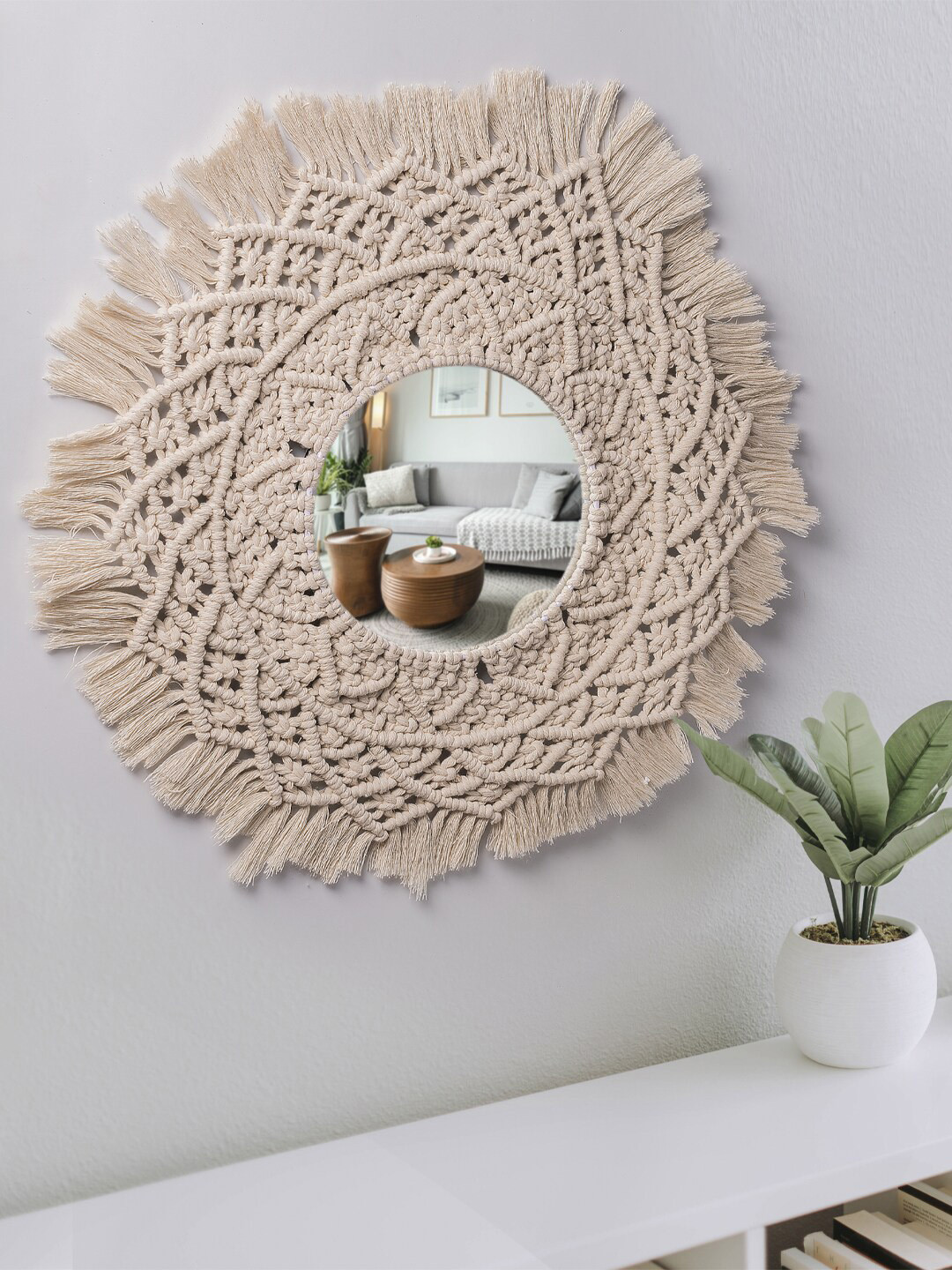 Decazone Mandala Circle Art. Fabric Hanging Hall Tapestries & Macrame-19.7In