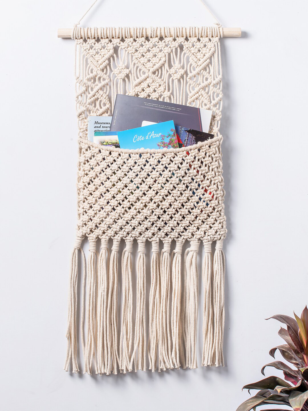 Decazone Beige Wood Pocket Wall Shelf