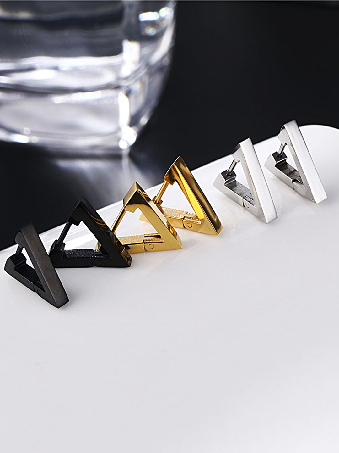 MEENAZ Pack Of 3 Silver-Plated Contemporary Hoop Earrings