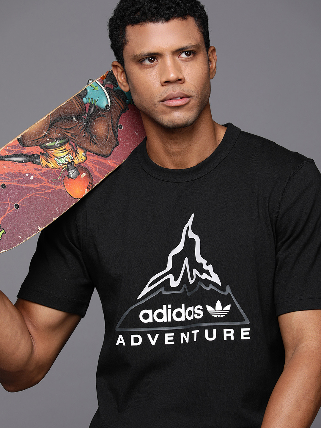 ADIDAS Originals Men Brand Logo Print Volcano Pure Cotton T-shirt