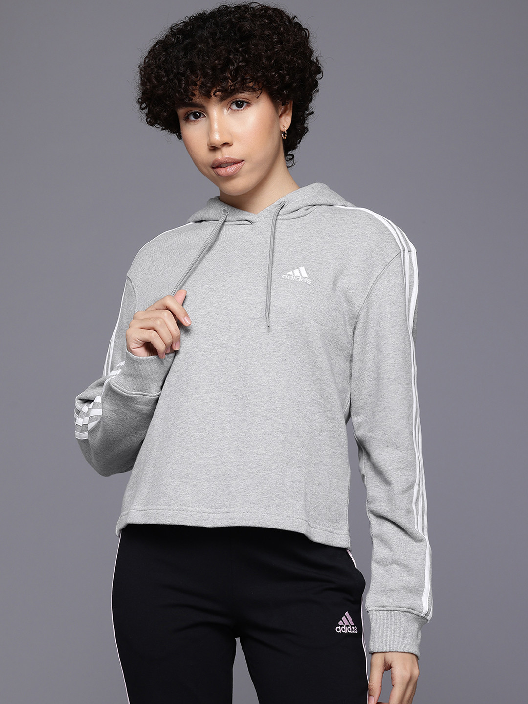 ADIDAS Striped Hooded Sweatshirt