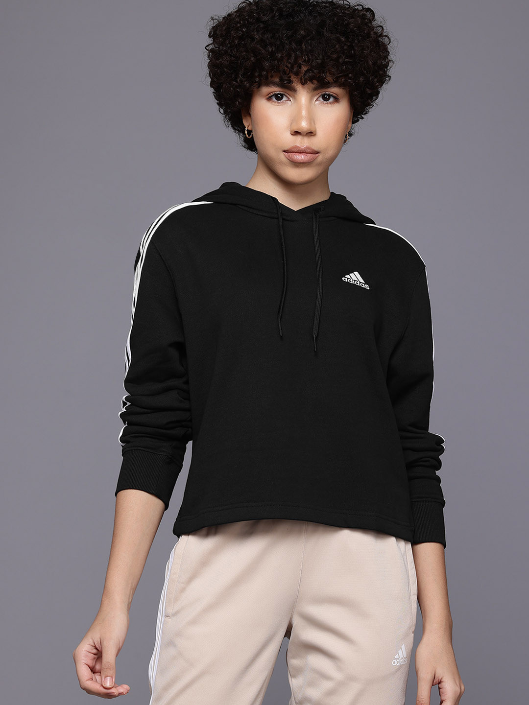 ADIDAS Striped Hooded Sweatshirt
