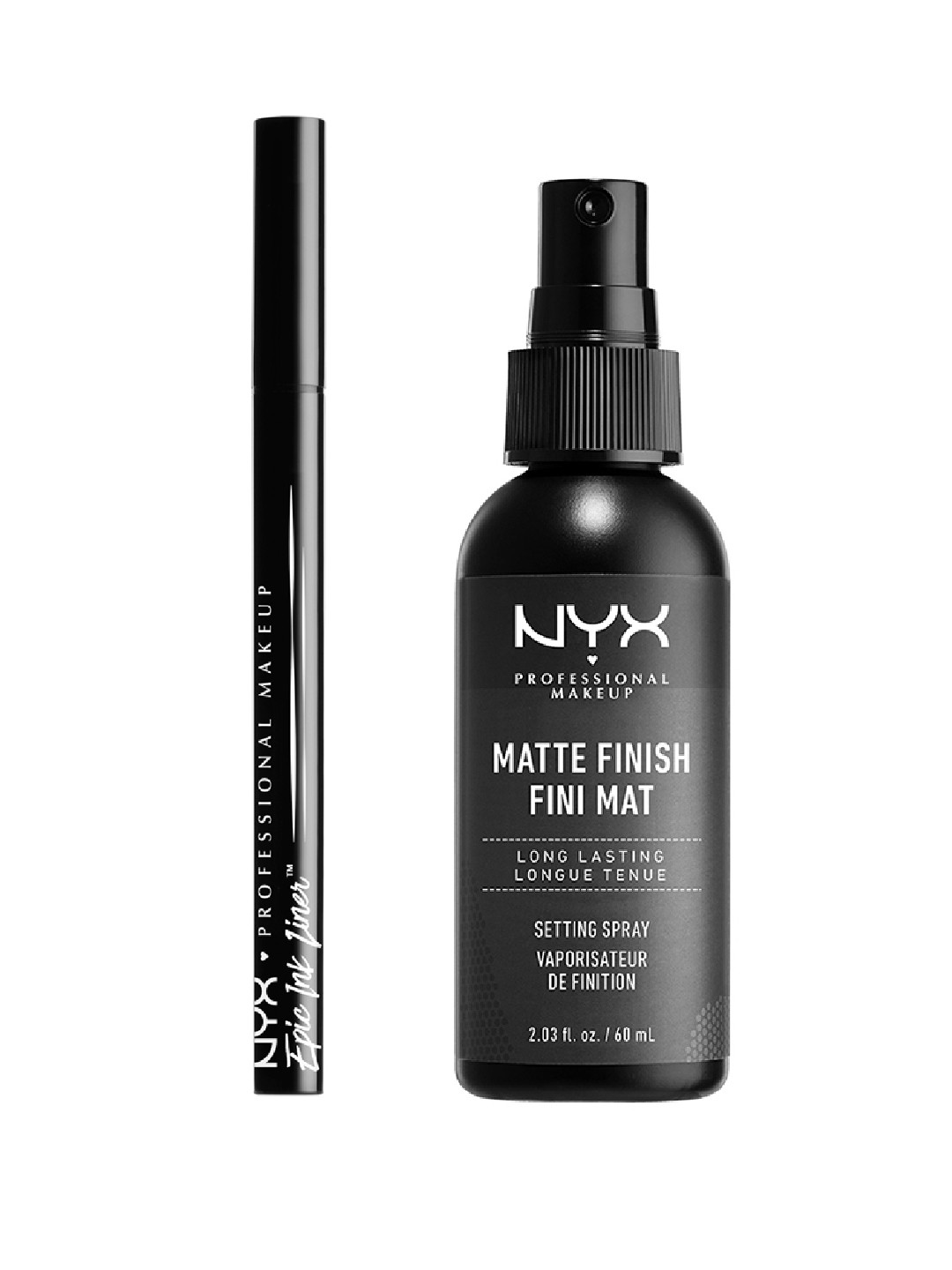 NYX PROFESSIONAL MAKEUP Set of Matte Finish Setting Spray 60ml & Epic Ink Eyeliner 1ml