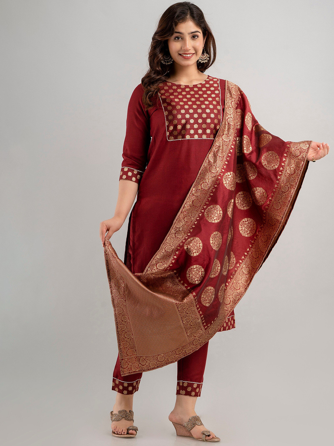 CKM Yoke Design Regular Gotta Patti Kurta with Trousers & With Dupatta