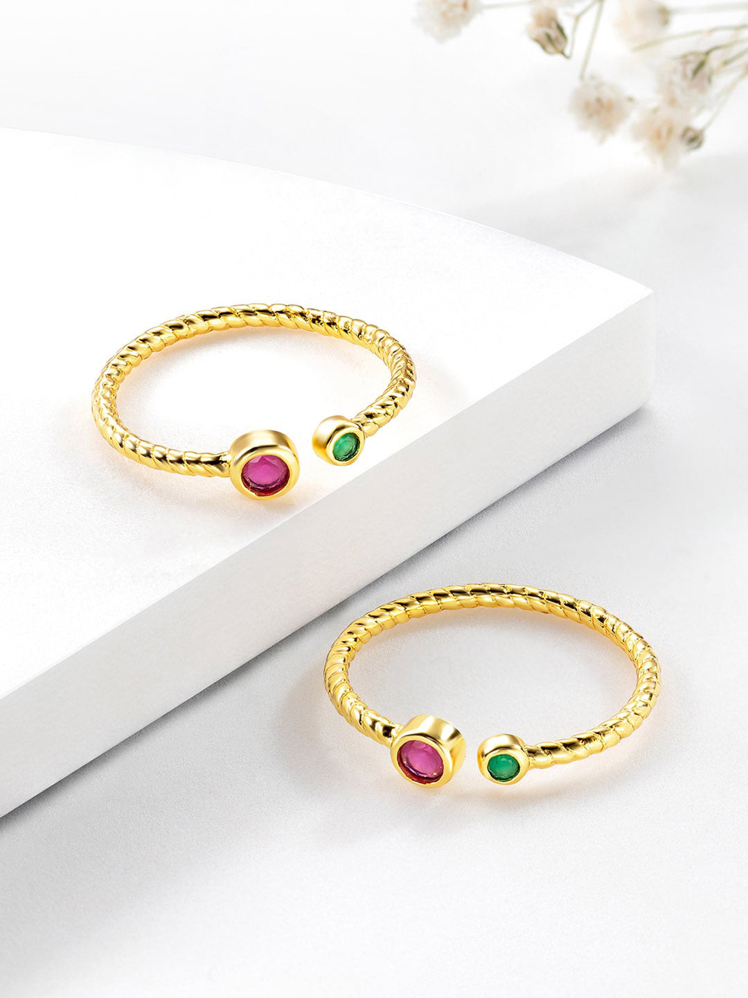 Peora Gold-Plated CZ-Studded Adjustable Toe-Rings