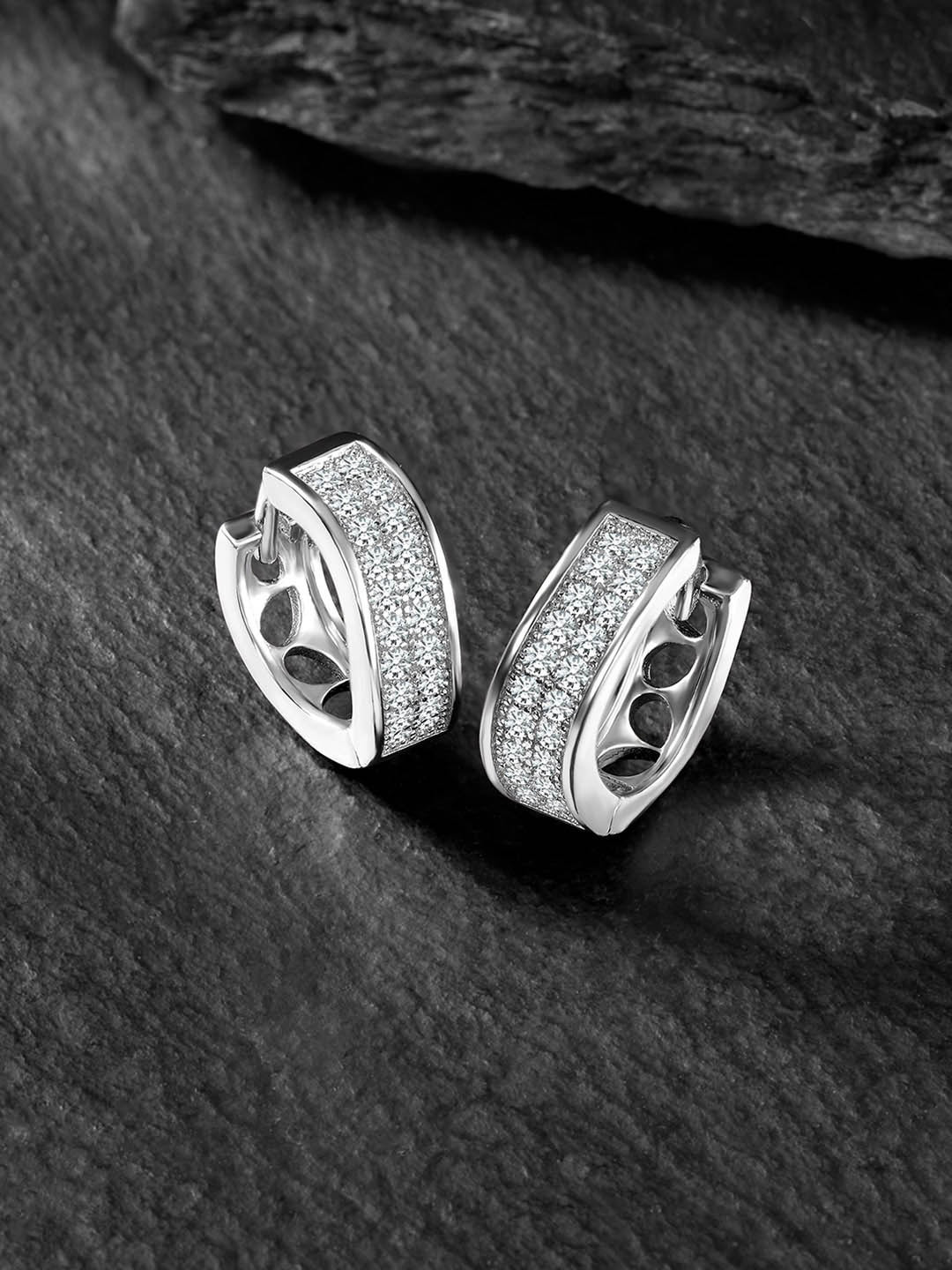 Peora Silver-Plated Contemporary Studs Earrings