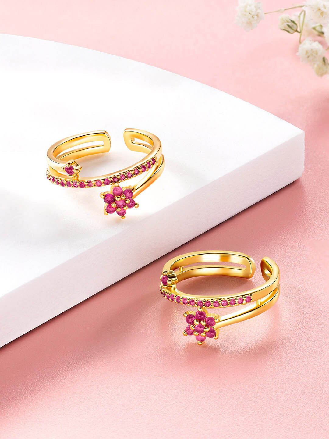 Peora Gold-Plated CZ-Studded Toe Rings