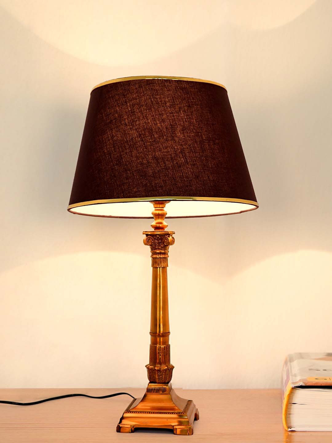 Fos Lighting Brown Roman-Styled Textured Aluminium Table Lamp