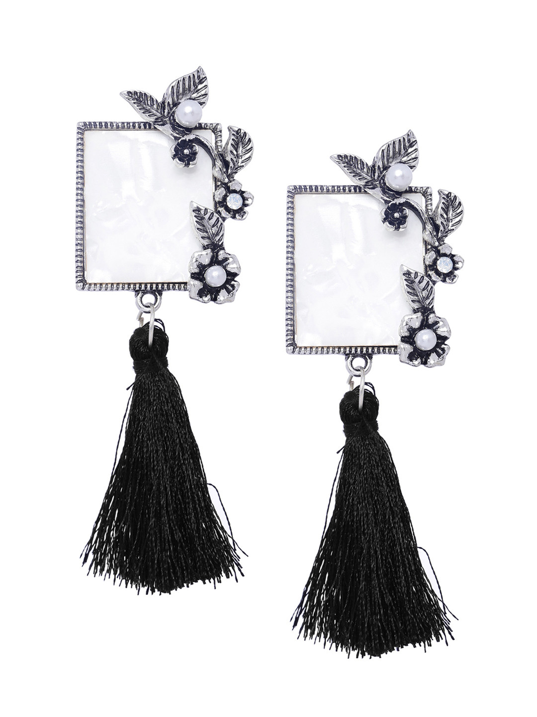 Shining Diva Fashion Black  Silver-Toned Contemporary Ear Cuff