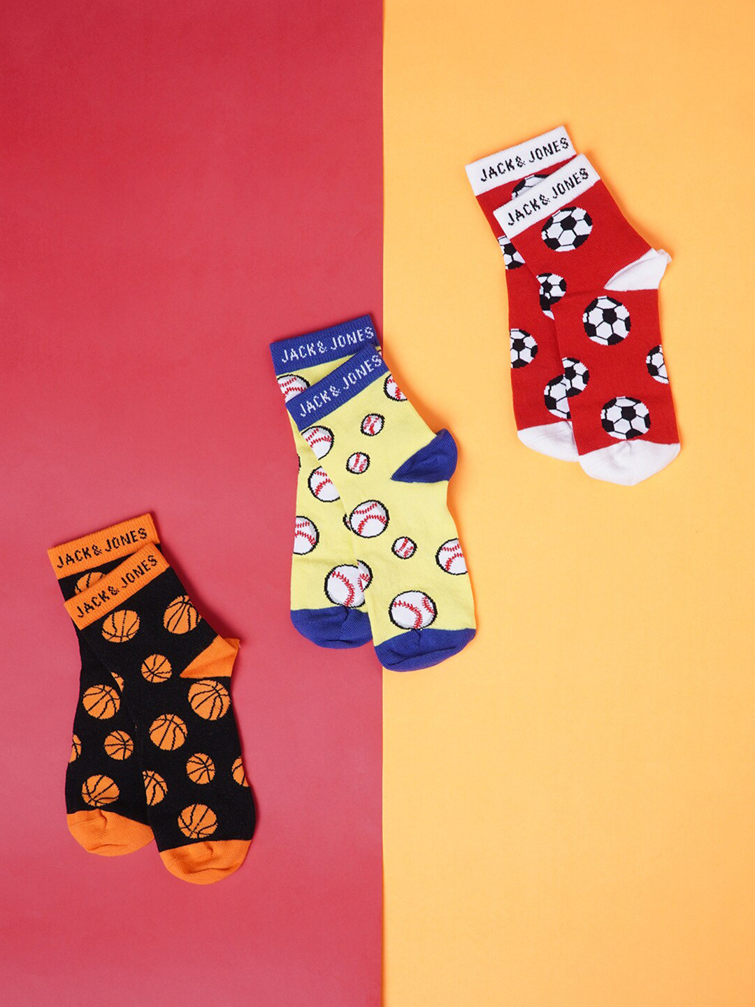 Jack & Jones Junior Boys Pack Of 3 Patterned Calf-Length Socks