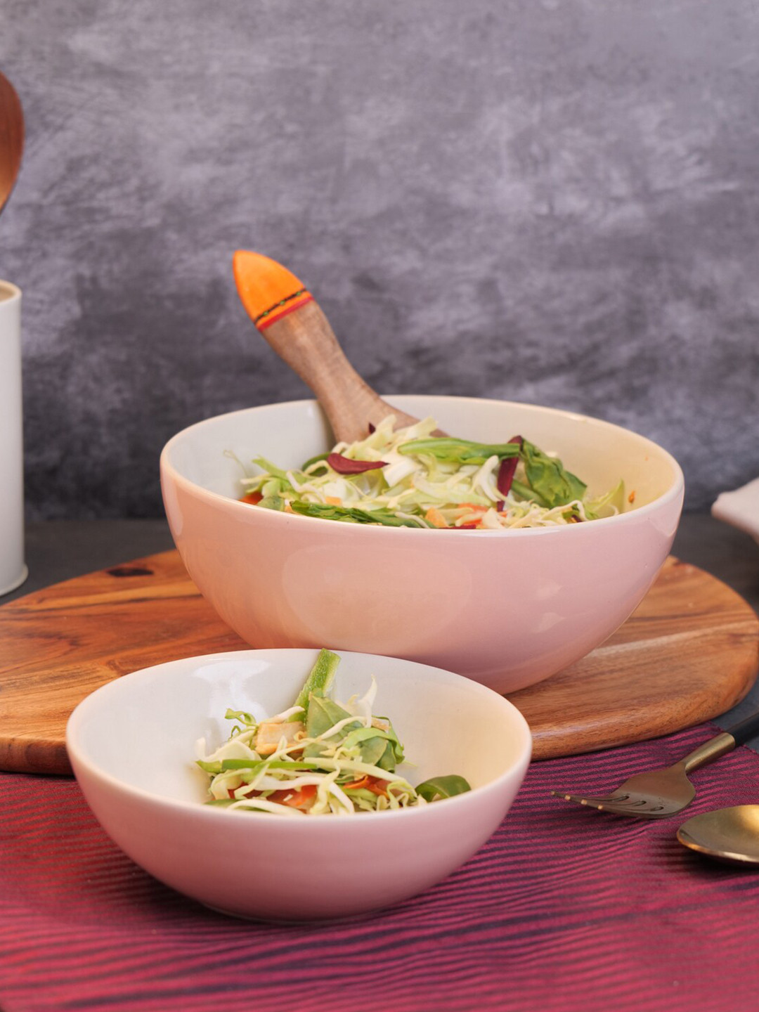 VarEesha Neerja Pink & White 2 Pieces Ceramic Glossy Bowls