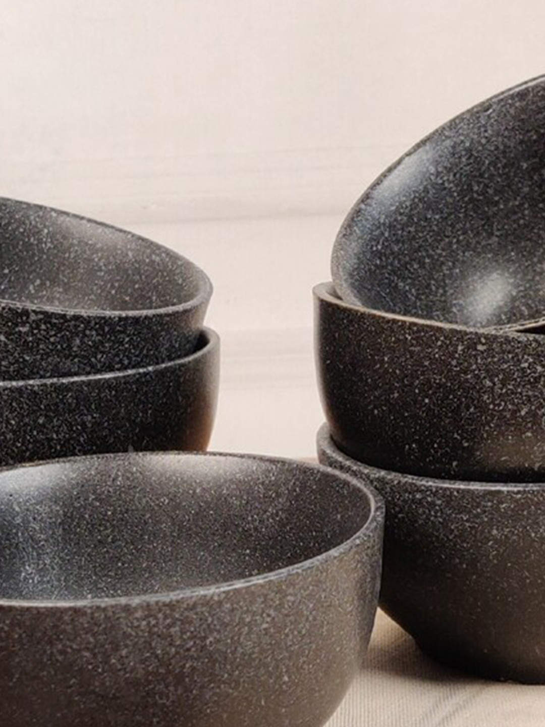 VarEesha Sitare Black 6-Pieces Printed Ceramic Glossy Bowl 150 ml