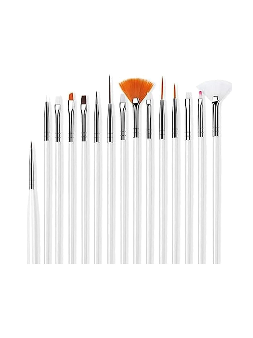 FEELHIGH Set of 15 Nail Art Brushes - White