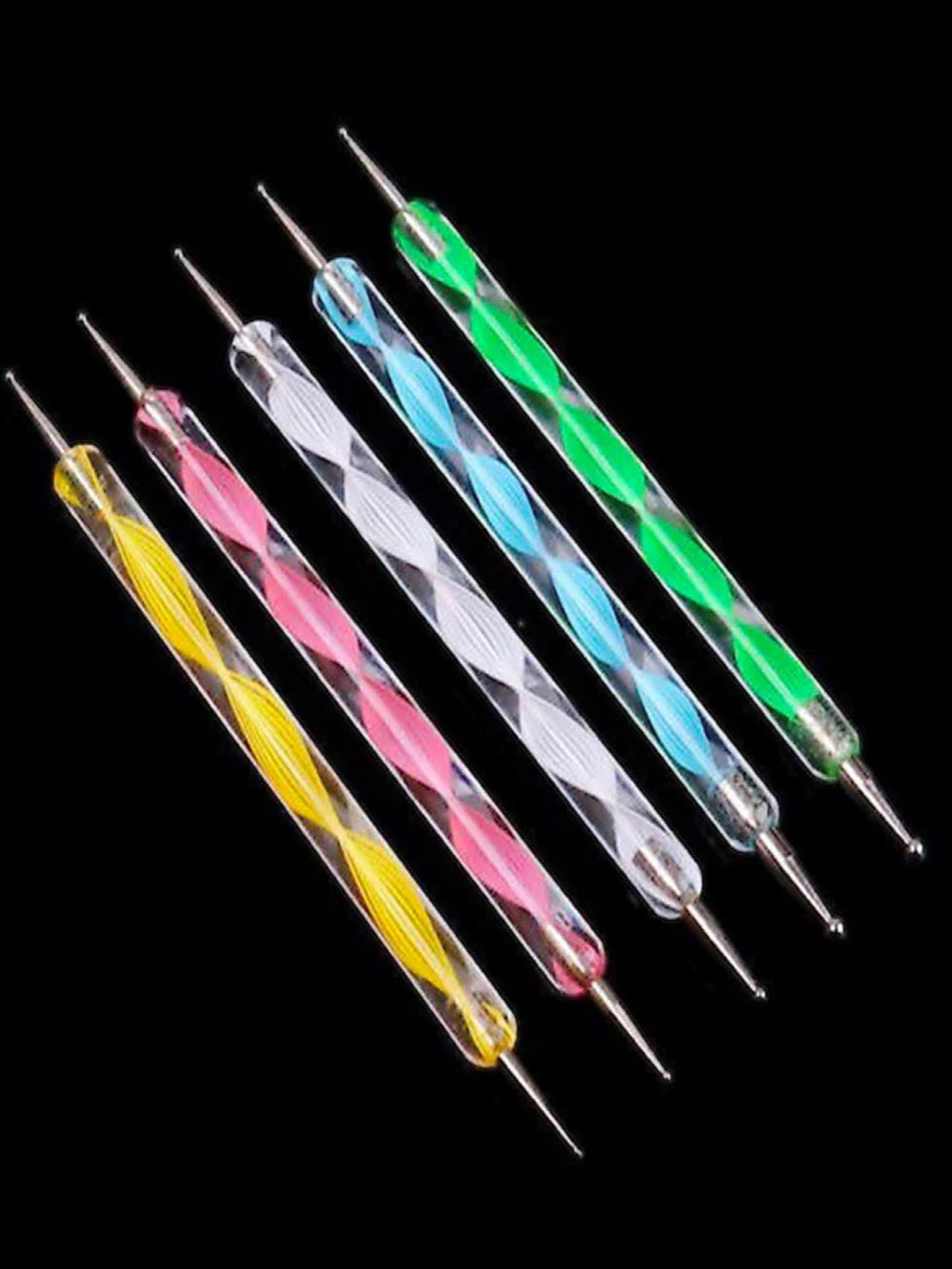 FEELHIGH Set of 5 Nail Art Dotting Brushes - Multicolored