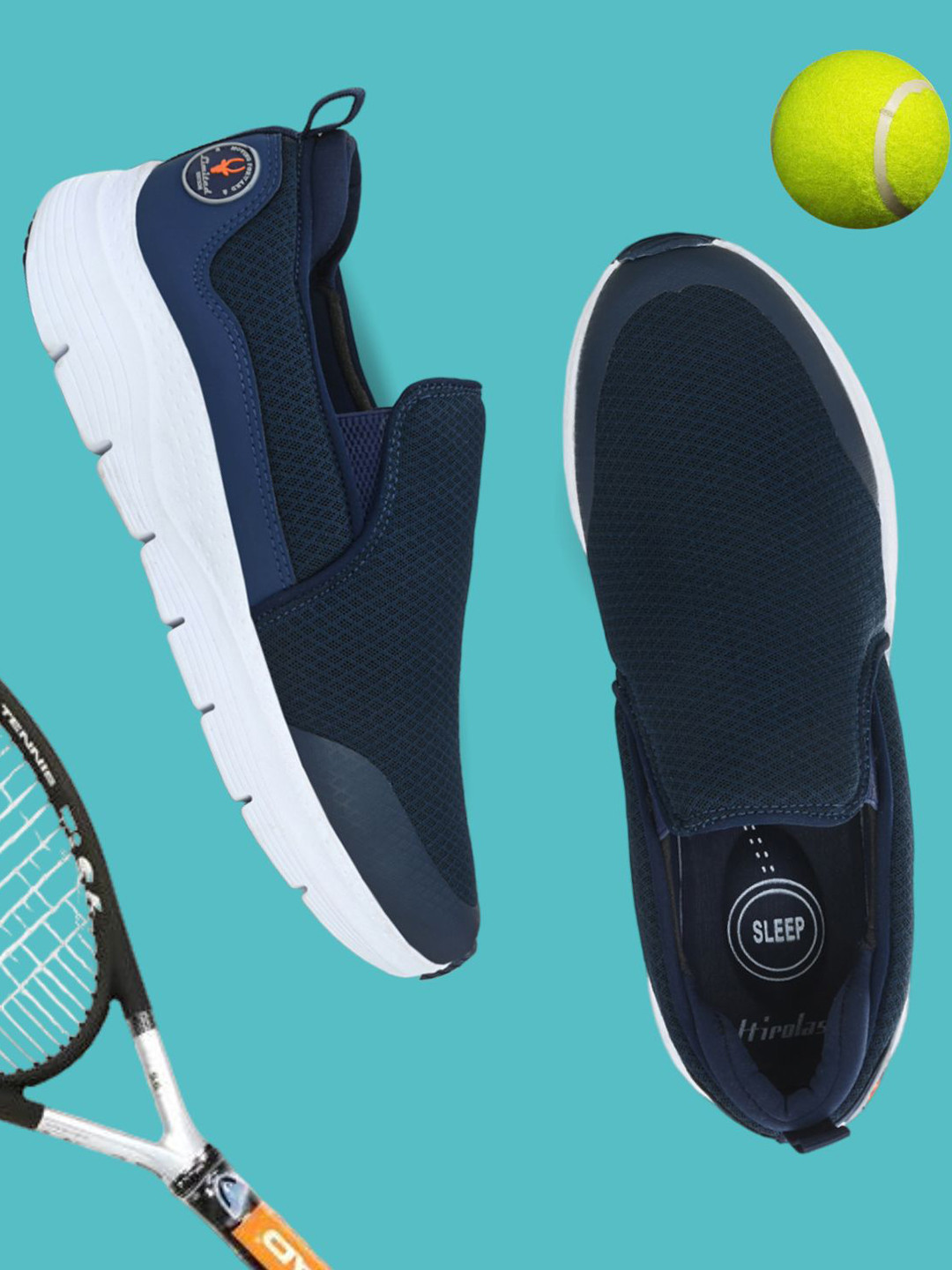 HIROLAS Men Mesh Slip-On Shock Absorbing Walking Shoes