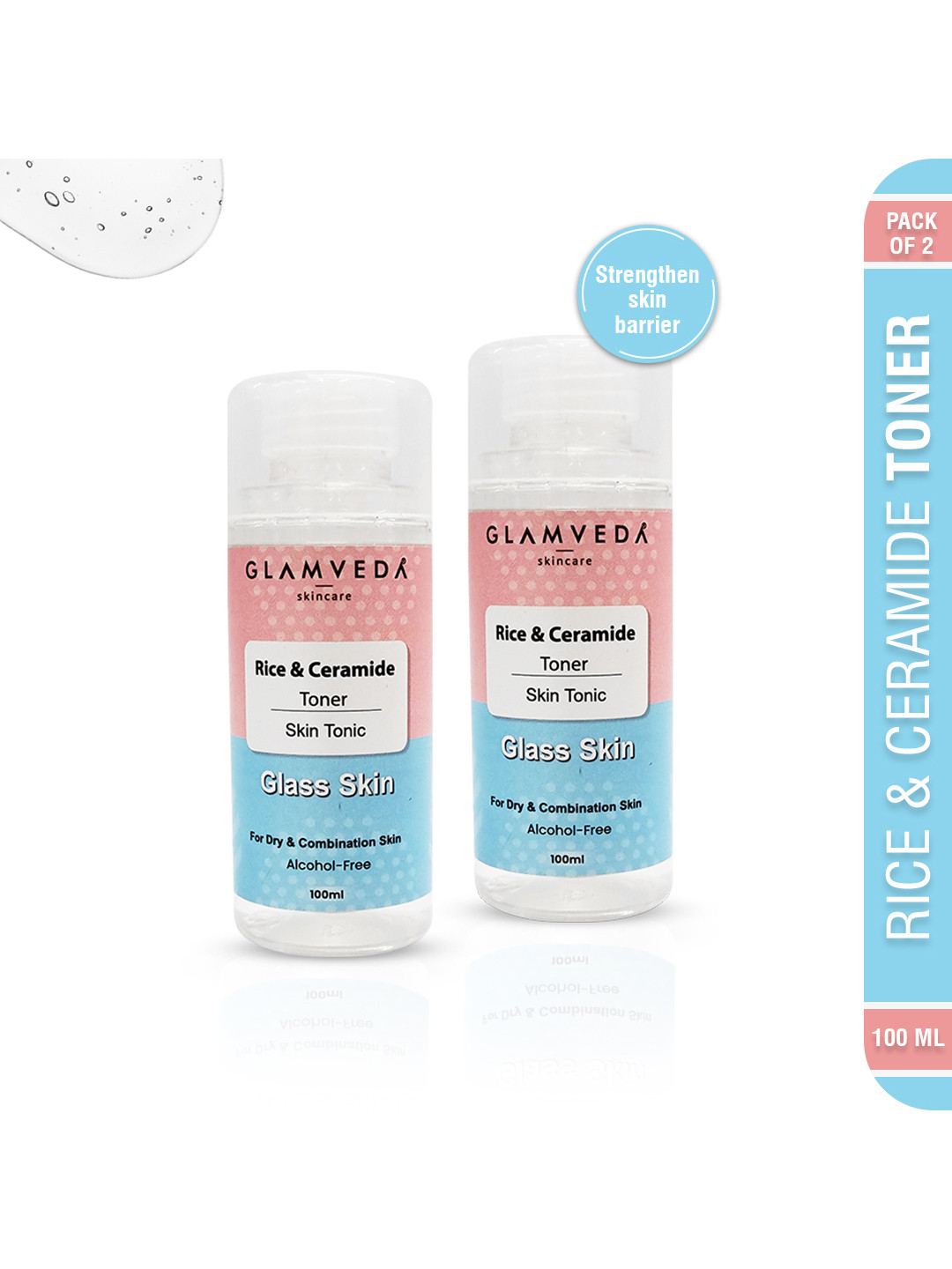 GLAMVEDA Set of 2 Korean Glass Skin Rice & Ceramide Nourishing Toner 100 ml Each