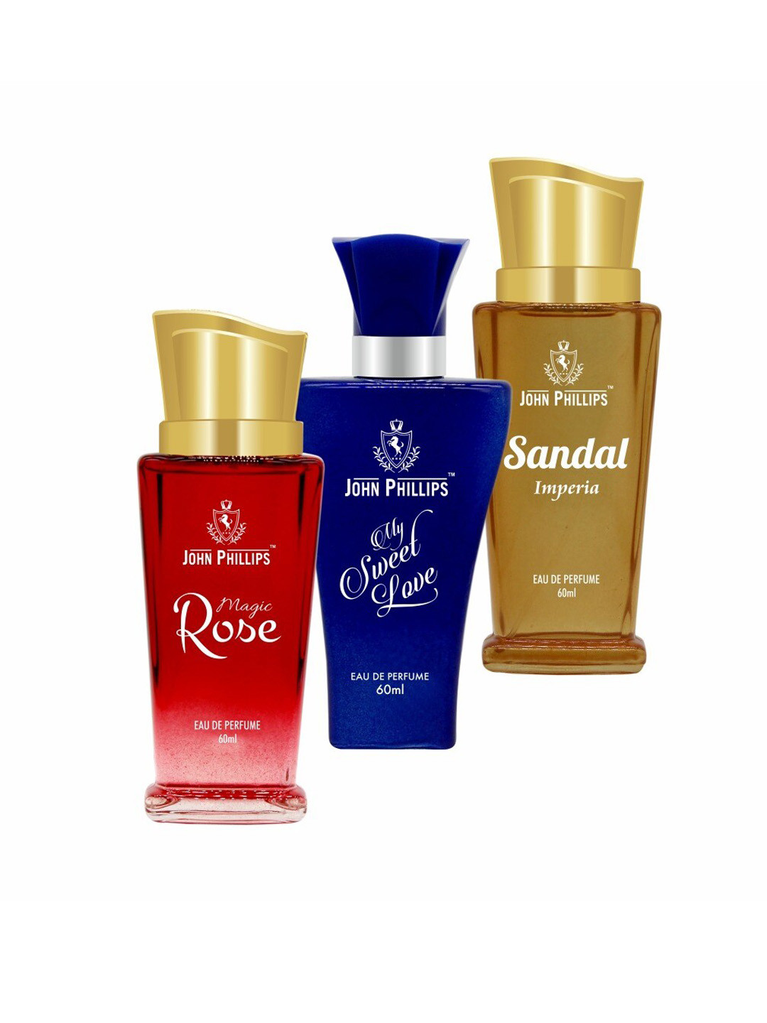 JOHN PHILLIPS Set Of 3 My Sweet Love - Magic Rose & Sandal Eau De Perfumes 60ml Each