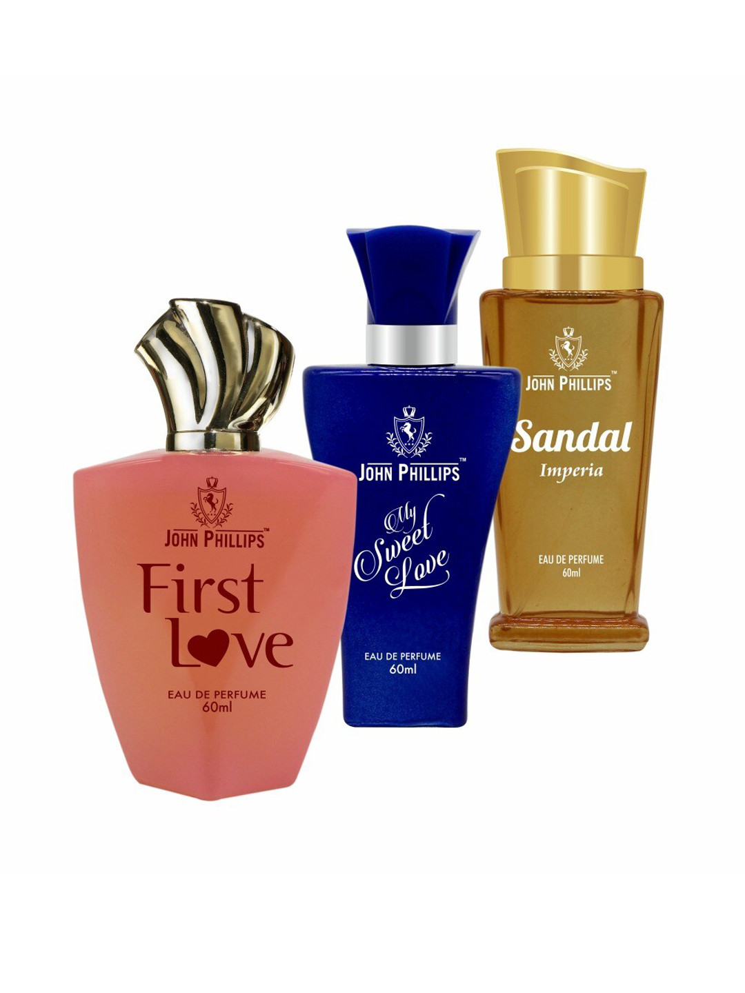 JOHN PHILLIPS Set Of 3  First Love- My Sweet Love & Sandal Eau De Perfumes 60ml Each