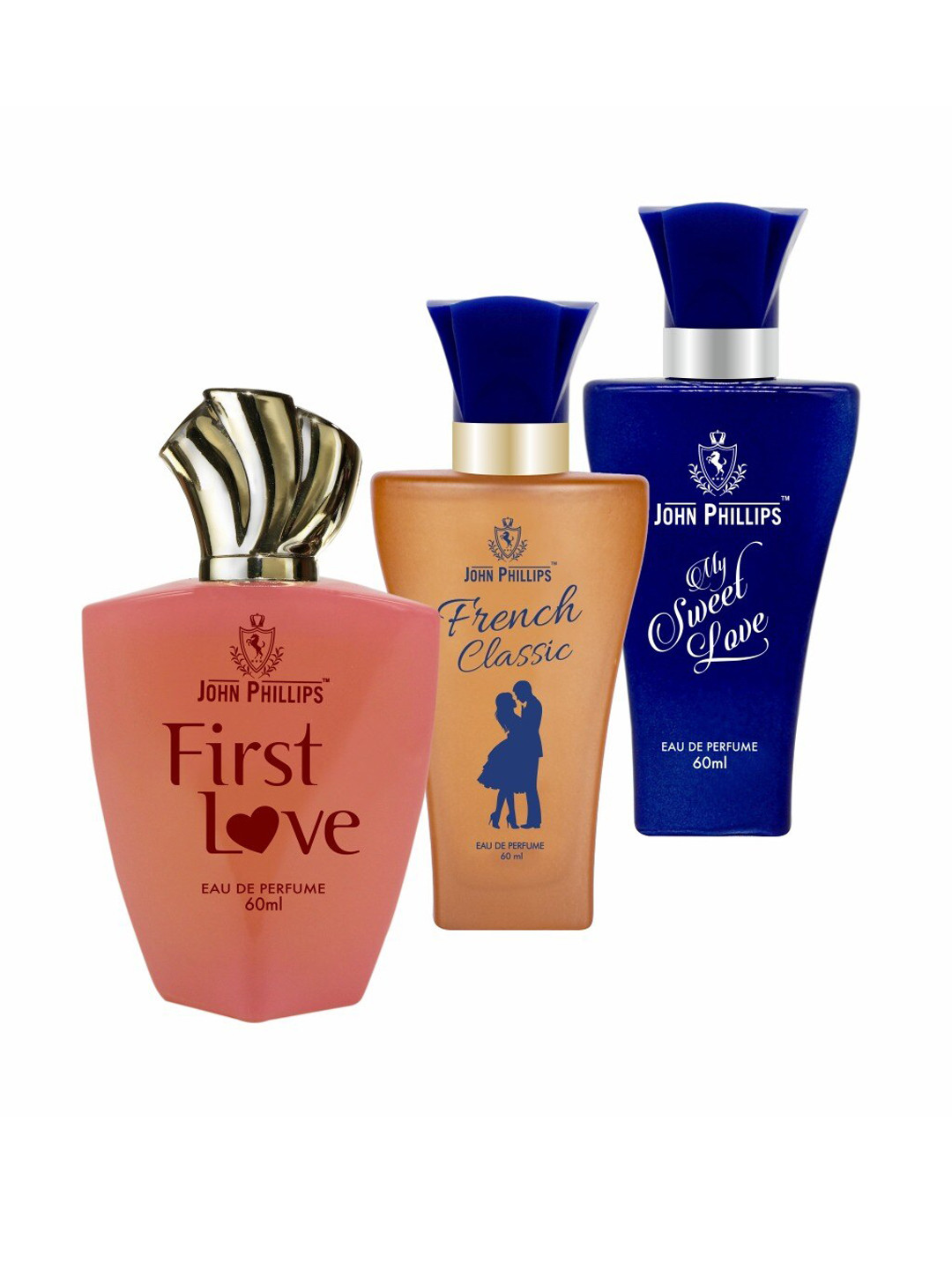 JOHN PHILLIPS Set Of 3 First Love- French Classic &My Sweet Love Eau De Perfumes 60ml Each
