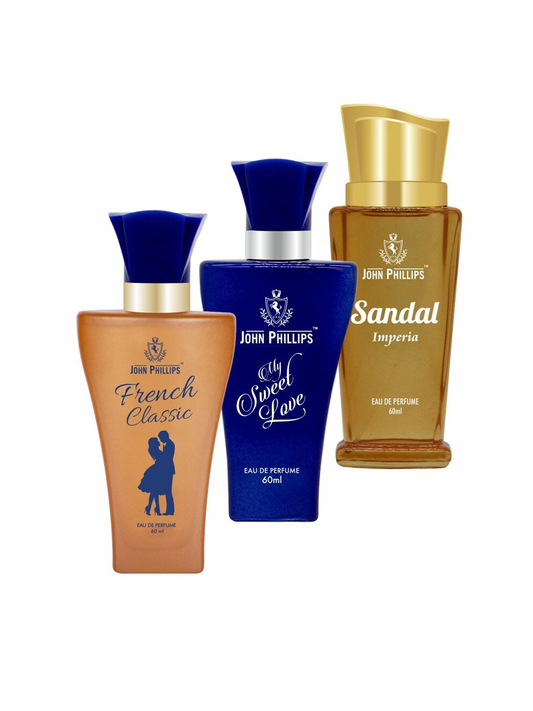 JOHN PHILLIPS Set of 3 EDP - French Classic + My Sweet Love + Sandal Imperia - 60ml Each