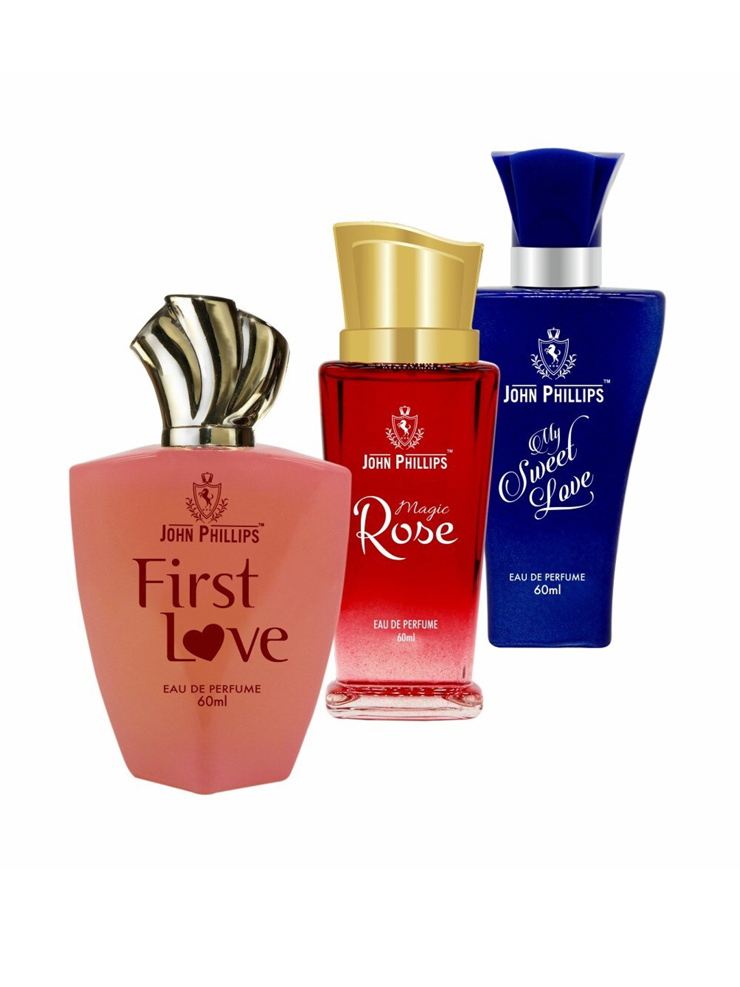 JOHN PHILLIPS Set of 3 Eau De Parfum - First Love + Magic Rose + My Sweet Love - 60ml Each