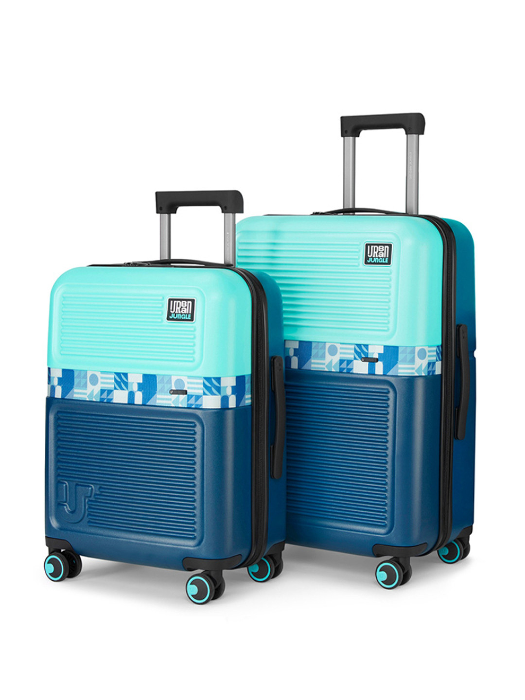 Urban Jungle By Safari Pool Blue Hardside Trolley Set of 2 Polycarboante Suitcase