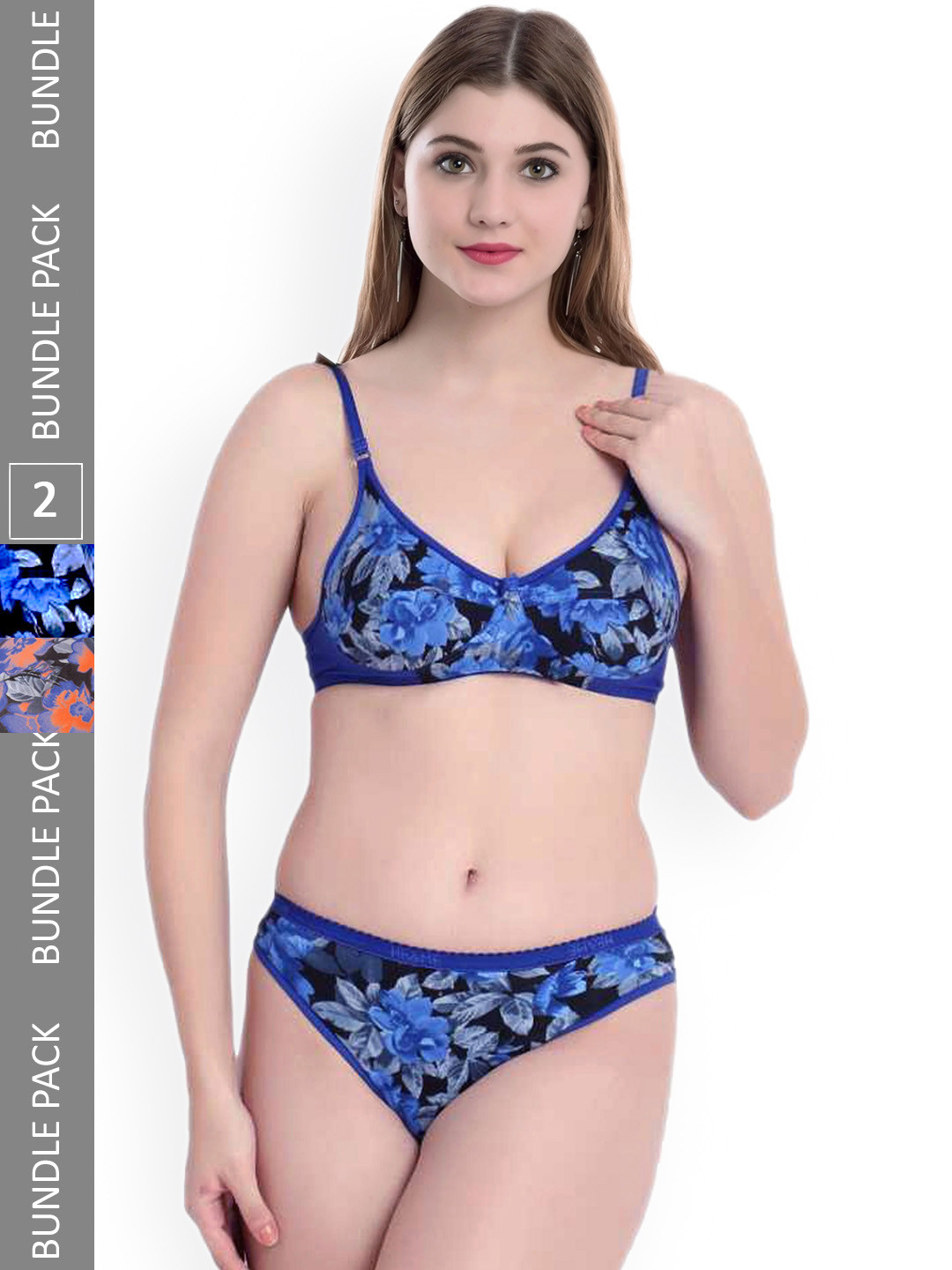 Aamarsh Pack Of 2 Printed Cotton Lingerie Set AP_Sunflower S_Blue_30