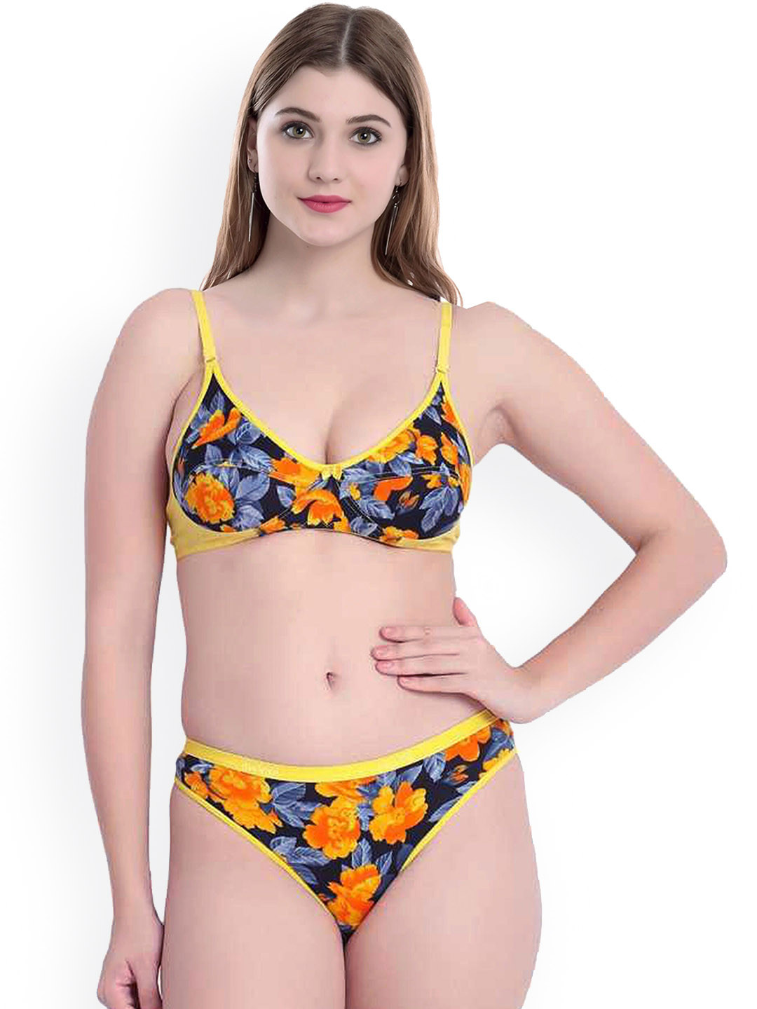 Aamarsh Printed Cotton Lingerie Set AP_Sunflower S_Yellow_30