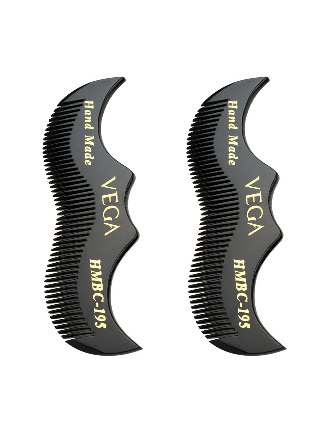 VEGA Men Set of 2 Moustache Comb - Black - VC2HMBC-195