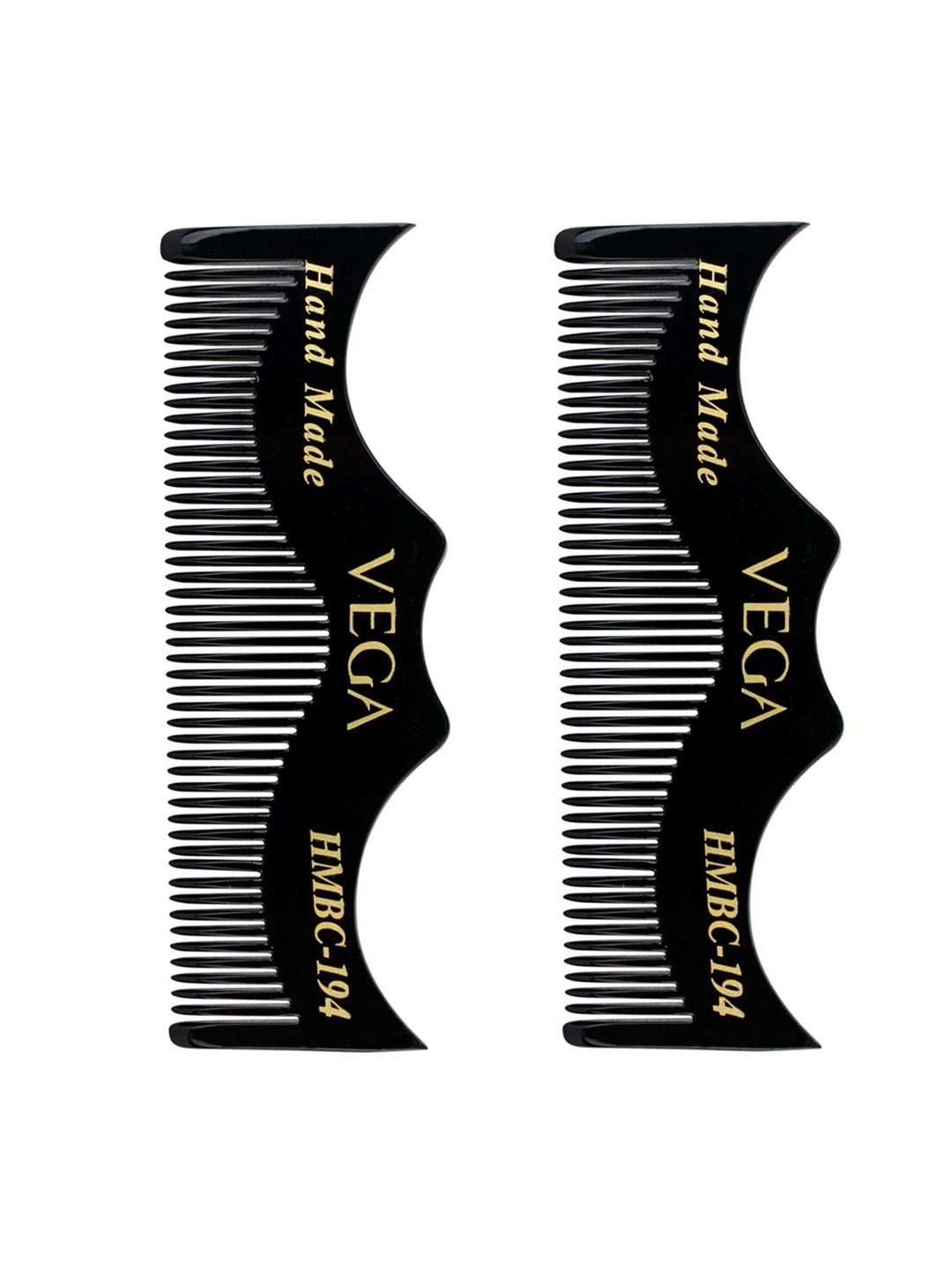 VEGA Men Set of 2 Moustache Comb - Black - VC2HMBC-194