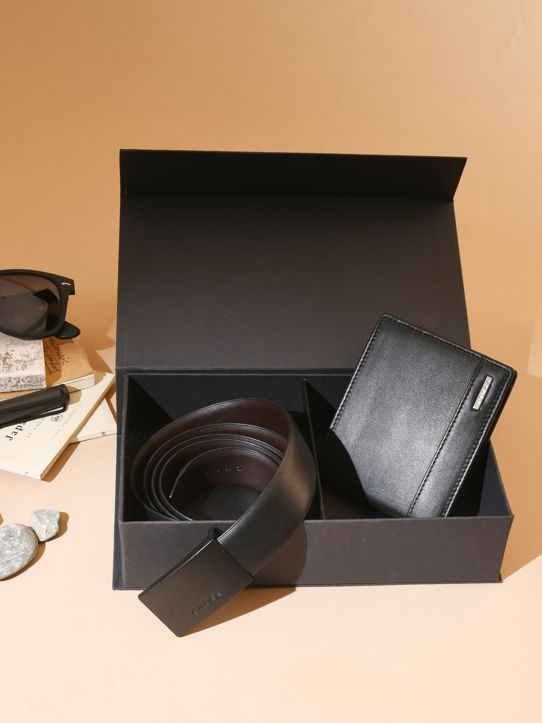 Cross Men Bi-Fold Coin Wallet & Belt Leather Accessory Gift Set