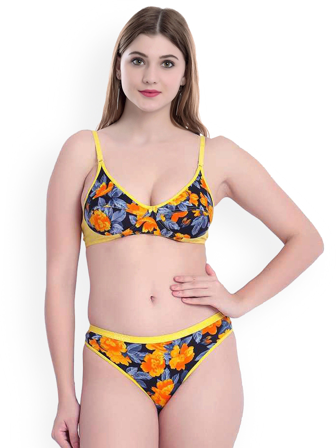 AROUSY Printed Cotton Lingerie Set AS_Sunflower S_Yellow_30