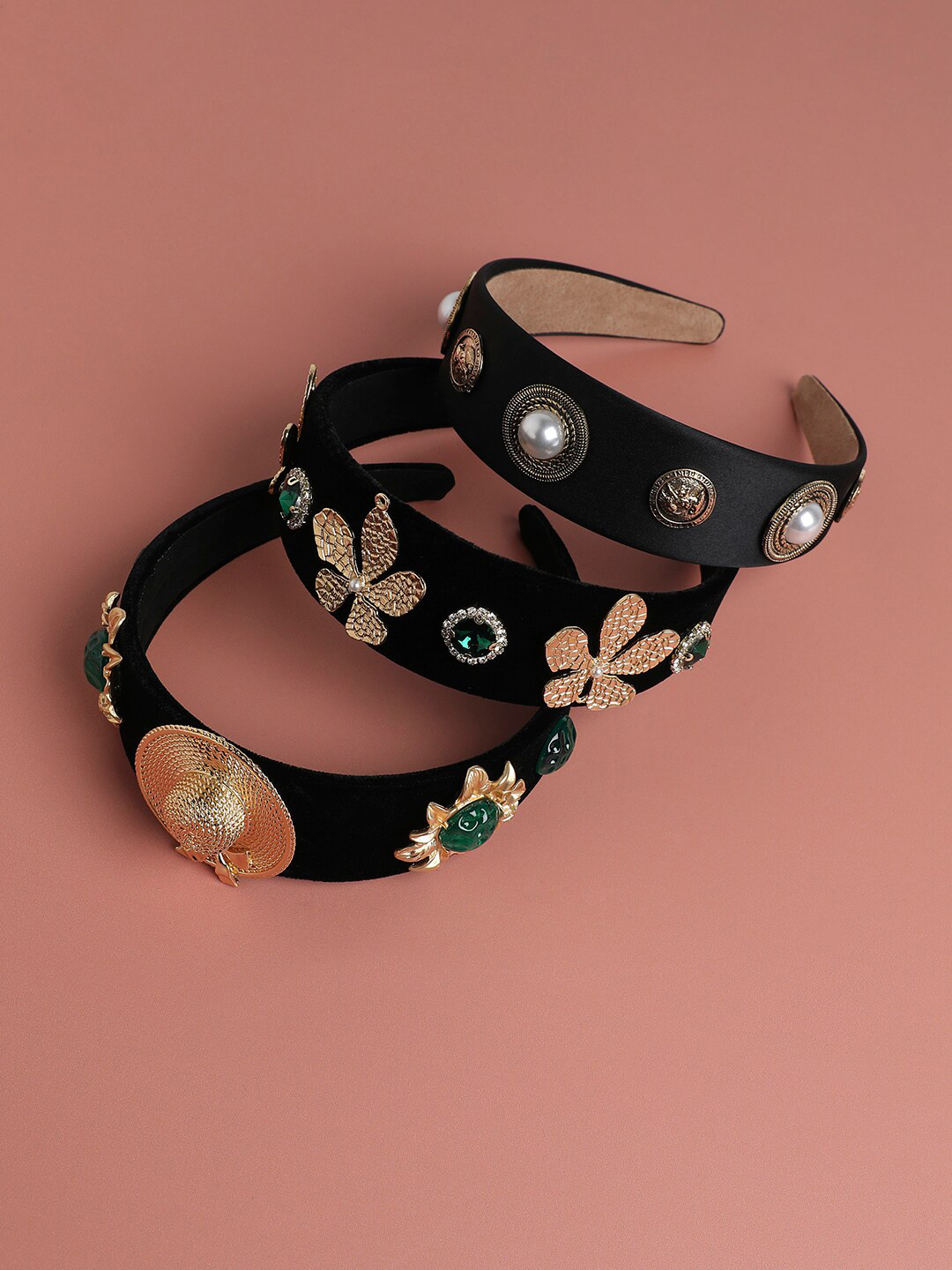 SOHI Sophisticated Glam Set of 3 Embellished Hairband