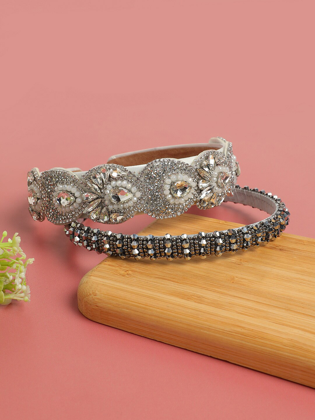 SOHI Elegant Adornments Set of 2 Embellished Hairband