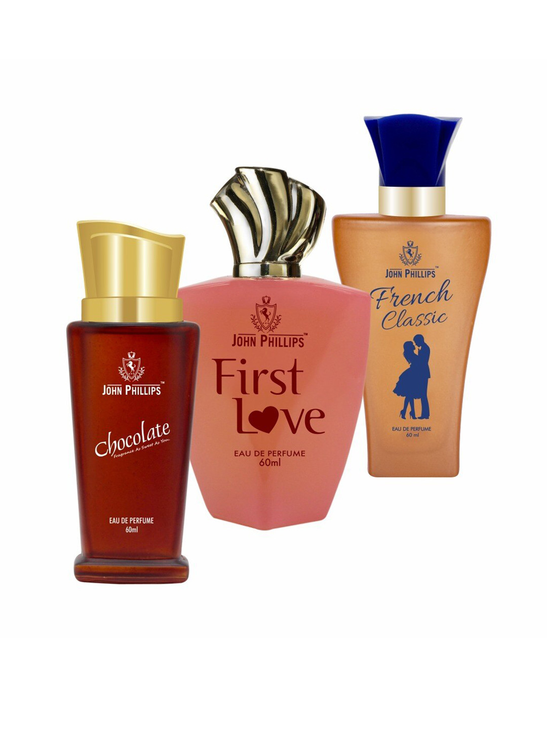 JOHN PHILLIPS Set of 3 Eau De Parfum - Chocolate + First Love + French Classic - 60ml Each