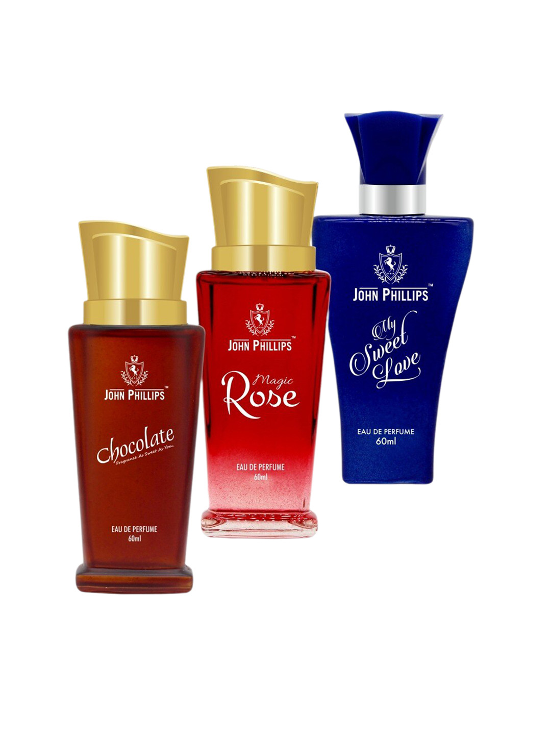 JOHN PHILLIPS Set of 3 Eau De Parfum 60 ml each - Chocolate + Magic Rose + My Sweet Love