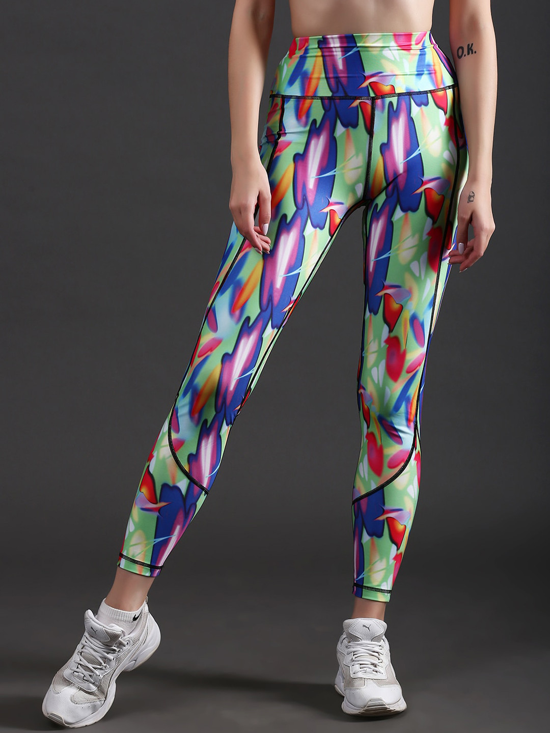The Dance Bible Women Printed High-Rise Gym Tights