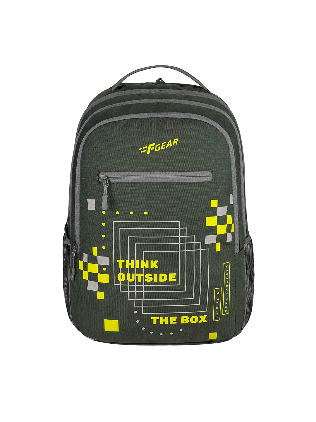 F Gear Geometric Printed Backpack with Raincover