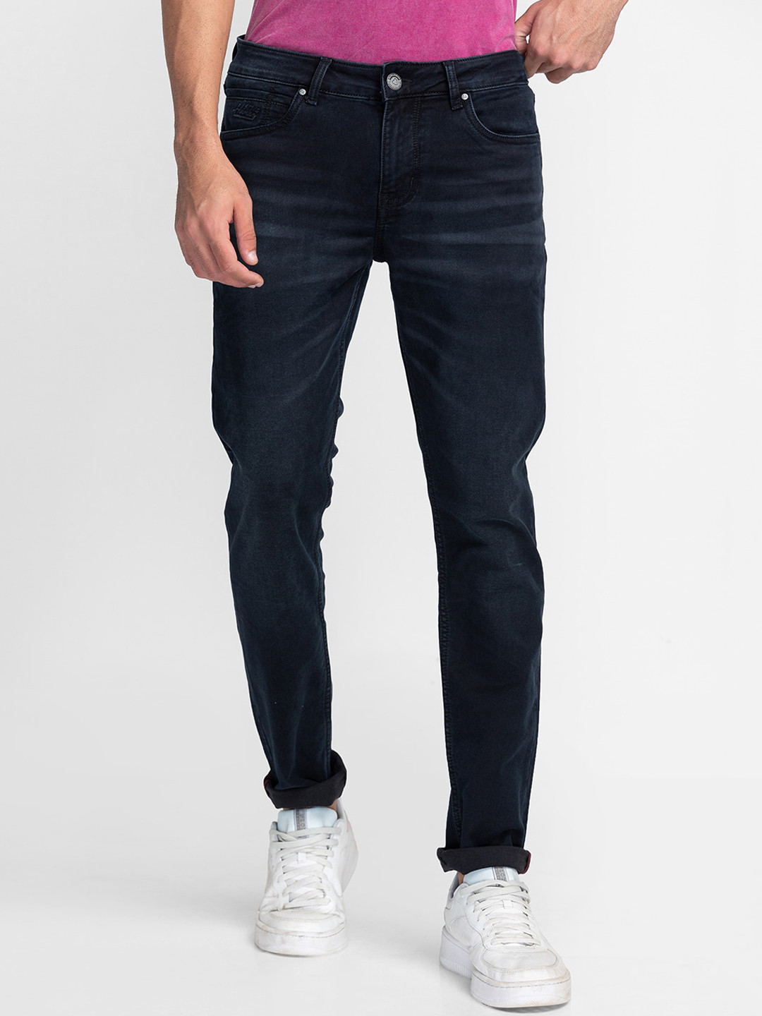 Being Human Men Mid Rise Clean Look Light Fade Whiskers Slim Fit Jeans