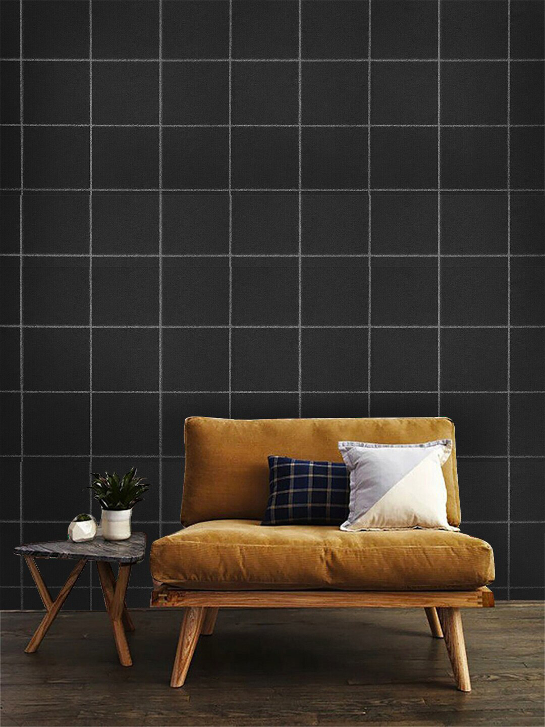 Jaamso Royals Black Checked Self-Adhesive & Waterproof Wallpaper