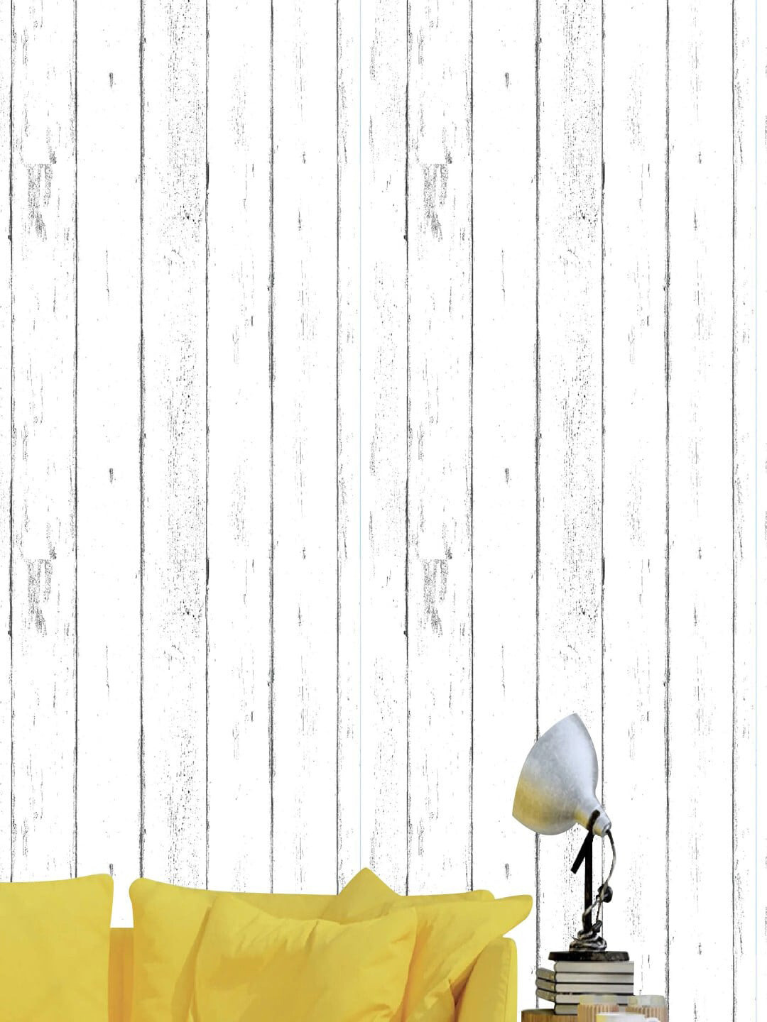 Jaamso Royals White Wood Printed Self Adhesive Wall Sticker