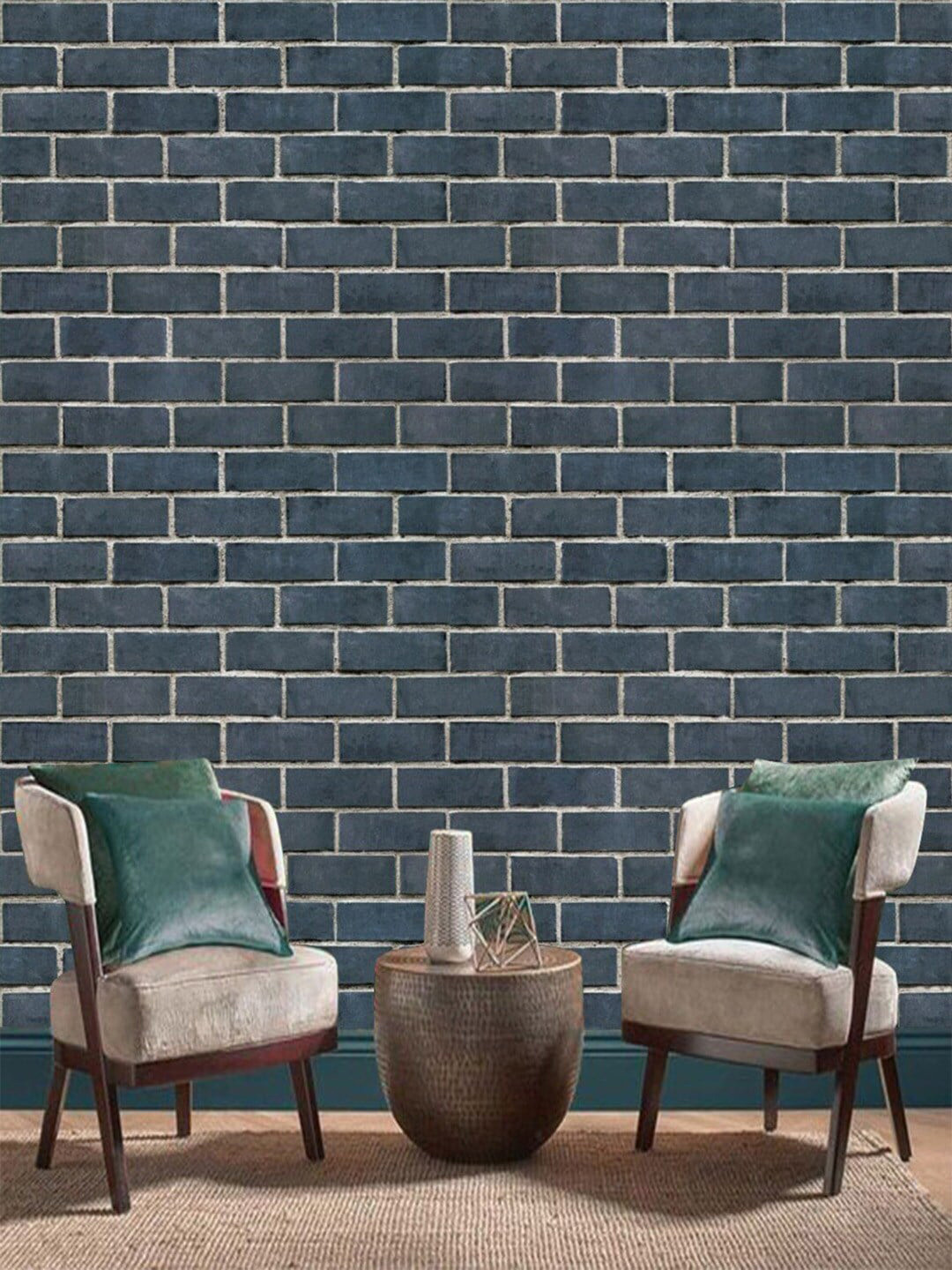 Jaamso Royals Black Stone Brick Printed Wall Sticker