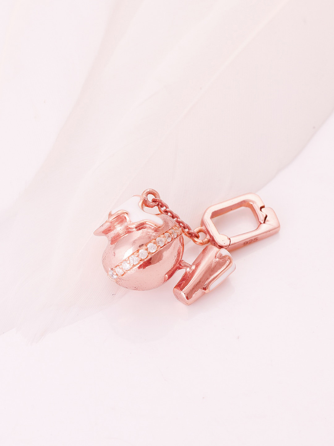 GIVA 925 Sterling Silver Rose Gold-Plated Gold Lord Krishna Matka Necklace Charms