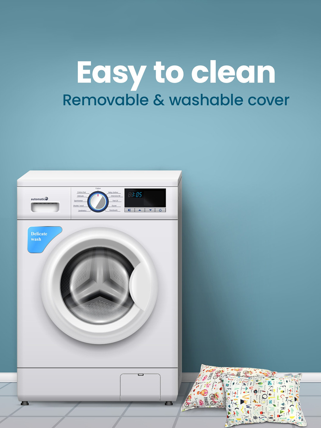 Sleepsia White Graphic Polycotton Set of 2 Medium Memory Foam Sleep Pillow-30.48 x 45.72 x 8.89 cm