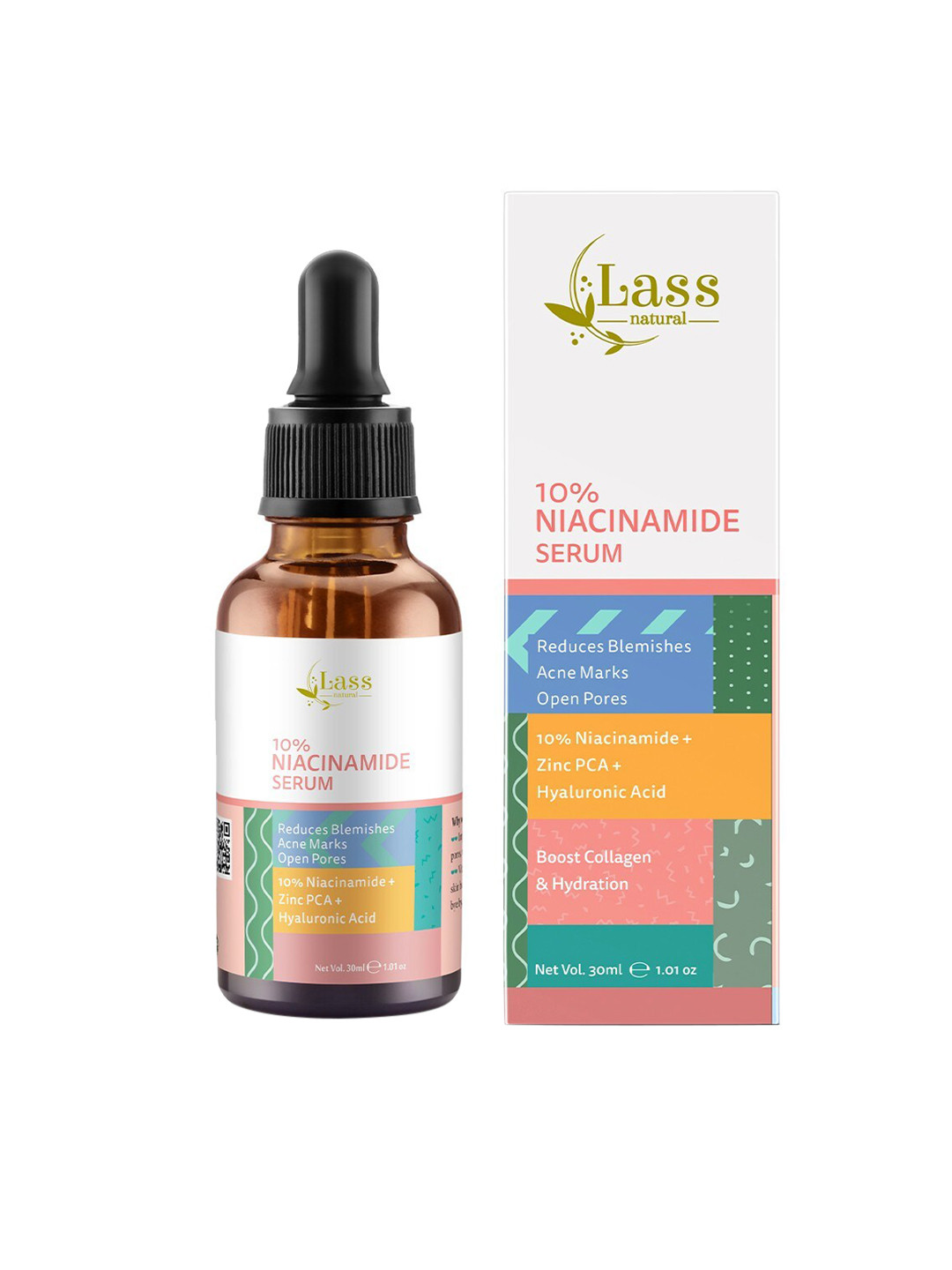 Lass Naturals 10% Niacinamide +HA Vitamin B3 Skin Care Face Serum - 30 ml