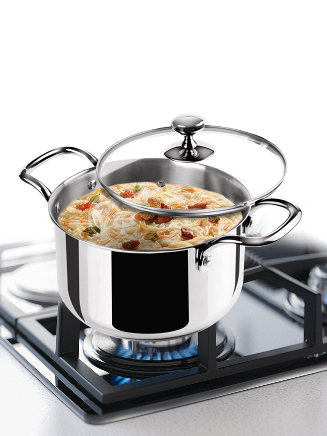 Milton Pro Cook Stainless Steel Induction Safe Casserole With Glass Lid 14 cm 1.2L