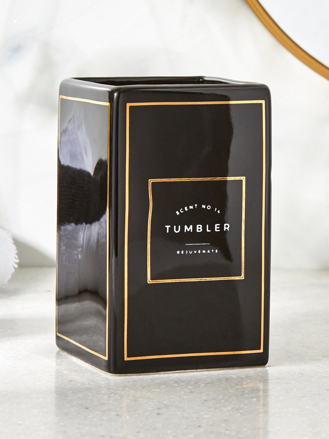 Home Centre Aubree Della Black Solid Matte Ceramic Tumbler