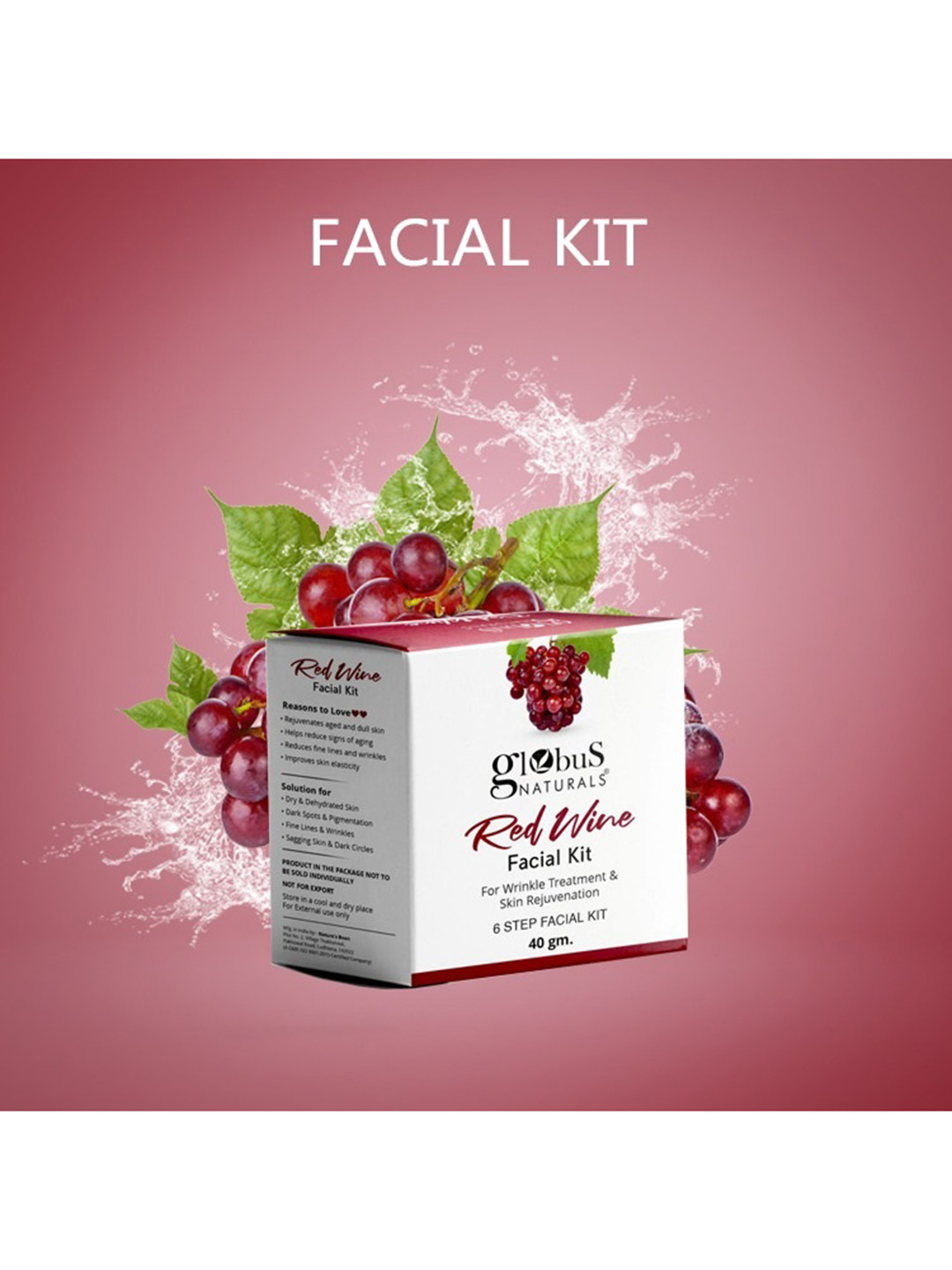 Globus naturals Red-Wine Anti-Ageing 6 Step Facial Kit-40gm
