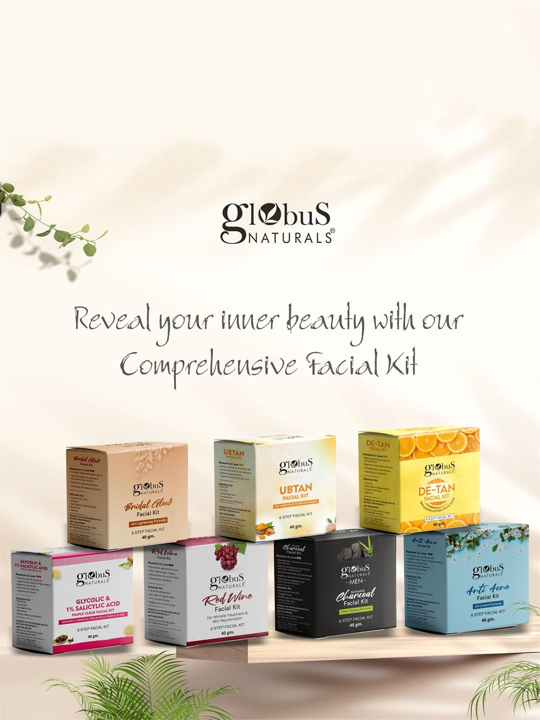 Globus naturals Bridal Glow Set Of 3 Skin Lightening 6 Step Facial Kits-40gm Each
