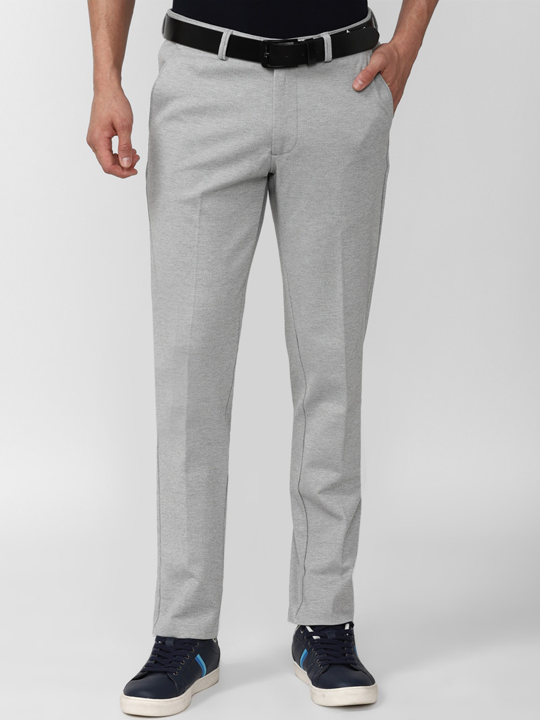 Van Heusen Sport Men Slim Fit Mid-Raise Plain Flat-Front Regular Trousers